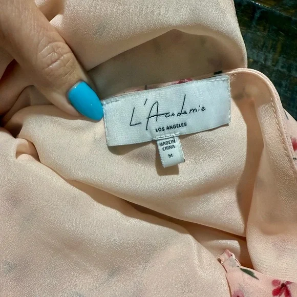 WORN ONCE L’Academie LA Revolve Pink Floral Surplice Bodysuit Sz Medium - Picture 11 of 13